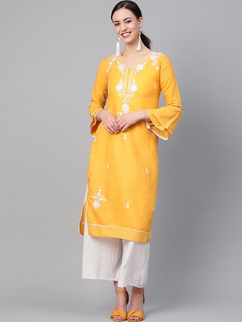 chikankari straight kurta - 17570249 - Very Small Image - 1