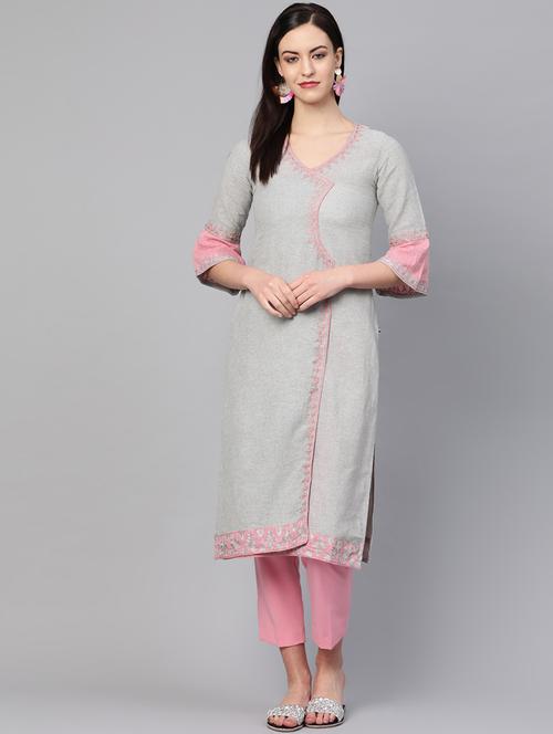 chikankari straight kurta - 17570250 - Very Small Image - 1