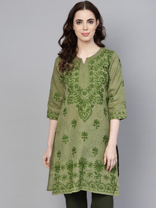 chikankari straight kurta - 17570253 - Very Small Image - 1