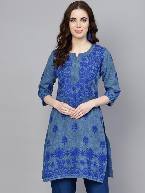 chikankari straight kurta - 17570257 - Very Small Image - 1