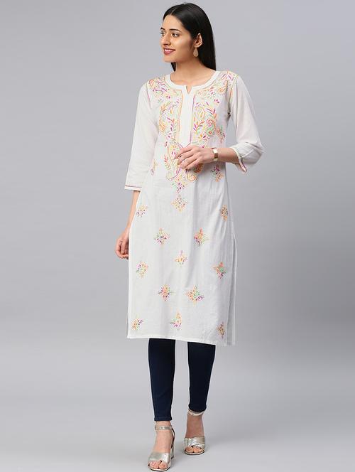 chikankari straight kurta - 17570259 - Very Small Image - 1