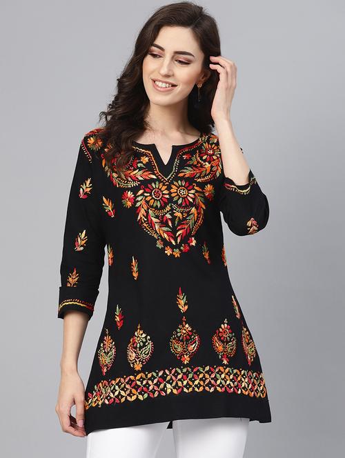 chikankari straight kurti - 17570260 - Very Small Image - 1