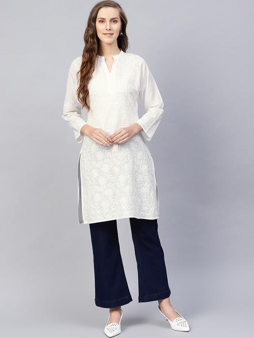 chikankari straight kurta - 17570261 - Very Small Image - 1