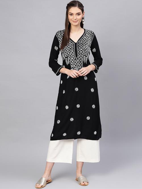 chikankari straight kurta - 17570263 - Very Small Image - 1