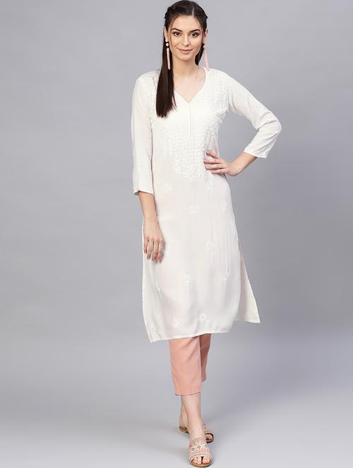 chikankari straight kurta - 17570264 - Very Small Image - 1