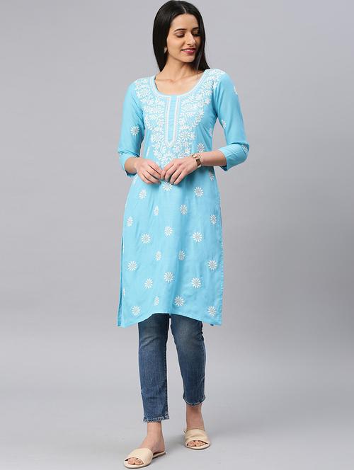 chikankari straight kurta - 17570268 - Very Small Image - 1