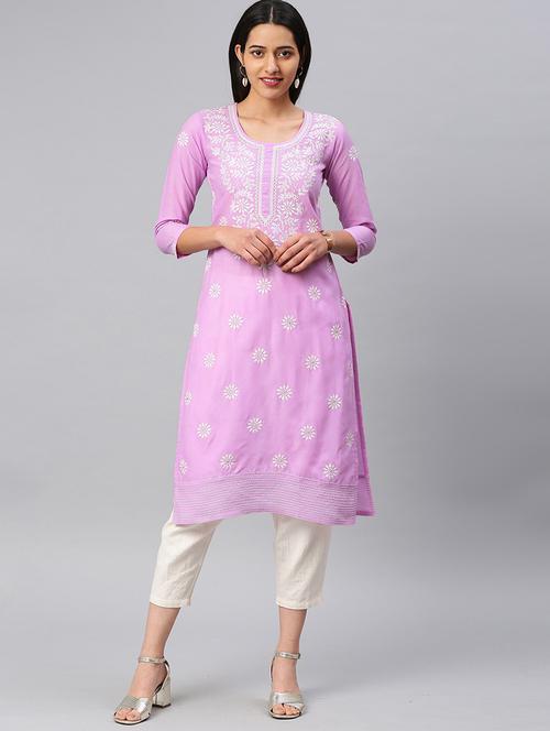 chikankari straight kurta - 17570269 - Very Small Image - 1