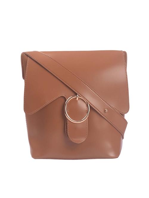 tan leatherette (pu) sling bag - 17570314 - Very Small Image - 1
