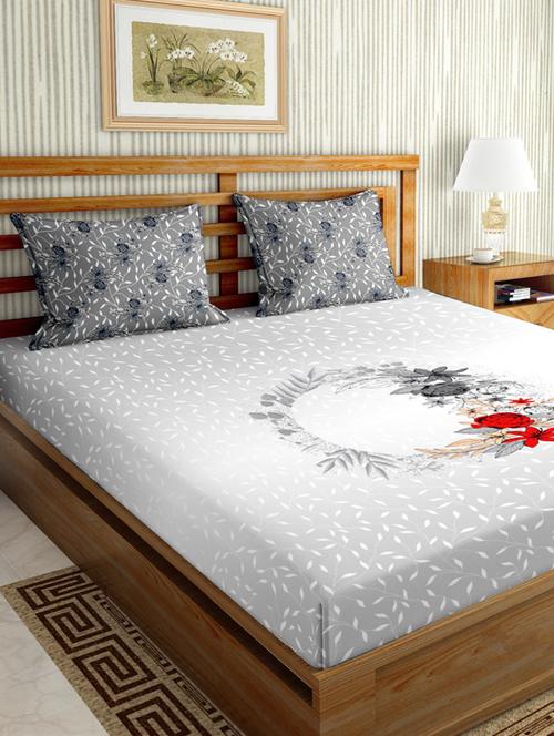 the oscar collection double bedsheet set super king size 180 tc cotton grey colour - 17570754 - Very Small Image - 1