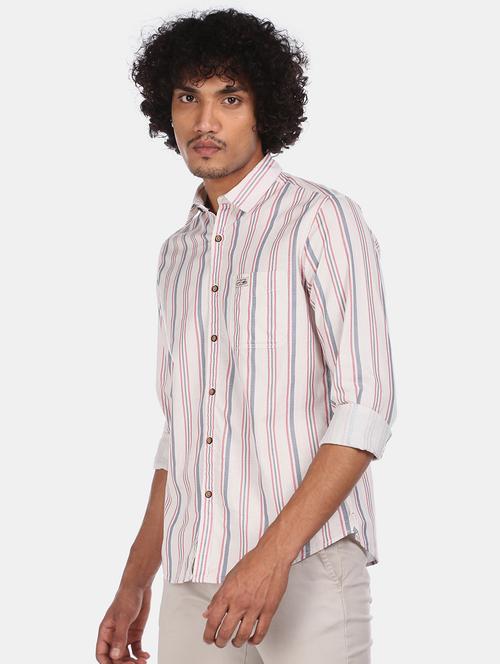 off white striped casual shirt - 17571296 - Very Small Image - 1