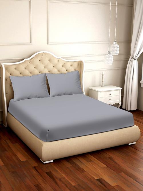 modal double bedsheet set super king size 400 tc cotton grey colour - 17572222 - Very Small Image - 1