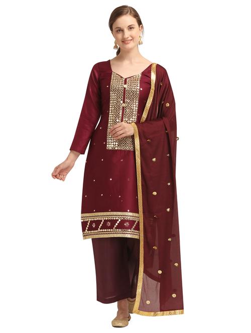embroidered unstitched suit - 17572240 - Very Small Image - 1