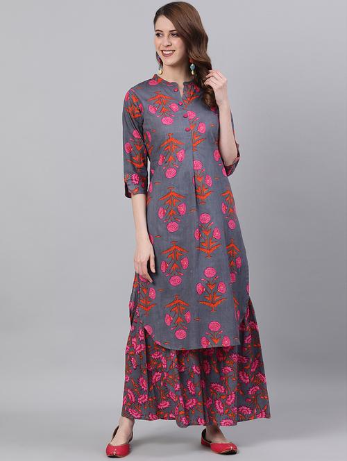 floral kurta sharara set - 17572278 - Very Small Image - 1