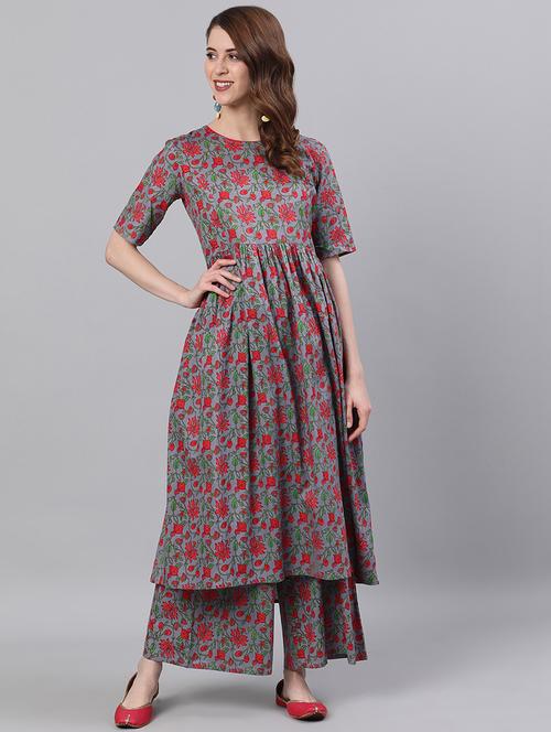 floral kurta palazzo set - 17572281 - Very Small Image - 1