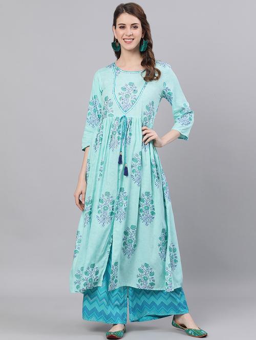 floral kurta palazzo set - 17572284 - Very Small Image - 1