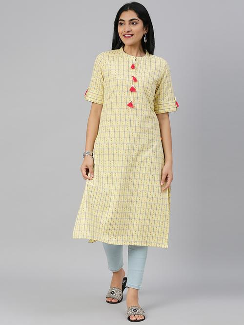 checkered straight kurta - 17572339 - Very Small Image - 1