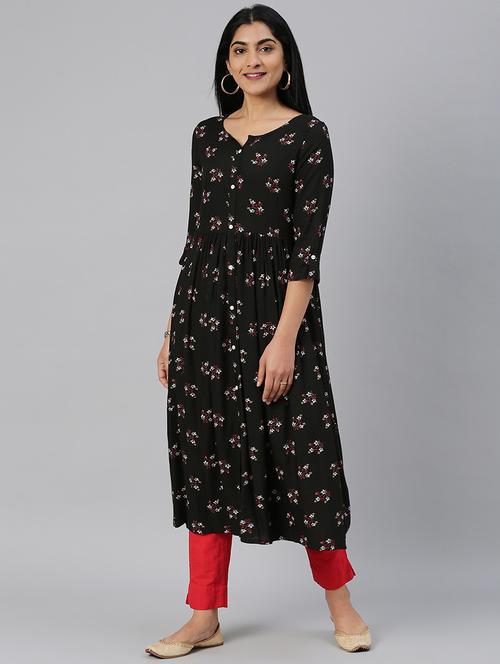 floral print flared kurta - 17572359 - Very Small Image - 1