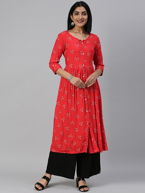 floral print flared kurta - 17572361 - Very Small Image - 1