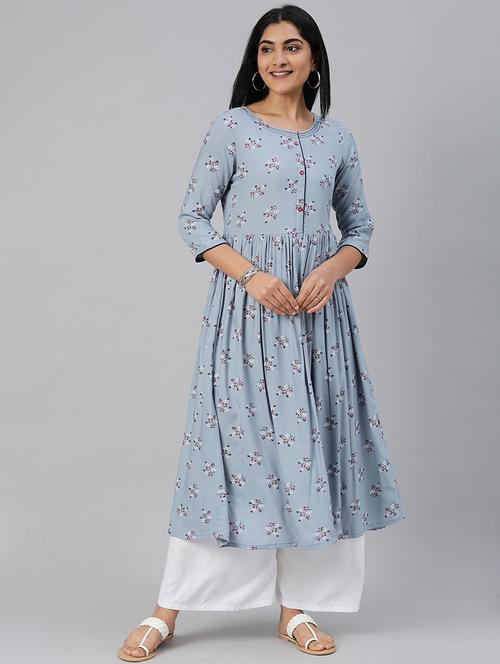 floral print flared kurta - 17572365 - Very Small Image - 1