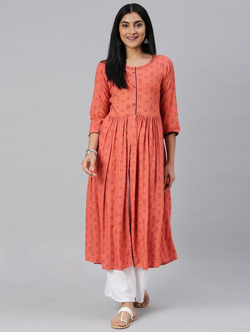 floral print flared kurta - 17572366 - Very Small Image - 1