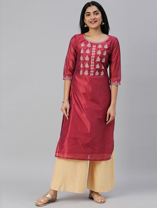 embroidered straight kurta - 17572380 - Very Small Image - 1
