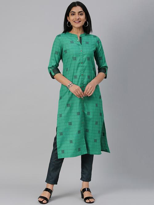 checkered kurta pant set - 17572414 - Very Small Image - 1
