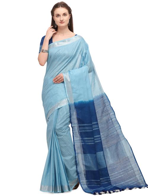 solid woven saree - 17572547 - Very Small Image - 1