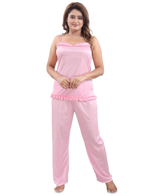 pink satin pyjama set nightwear - 17572596 - Very Small Image - 1