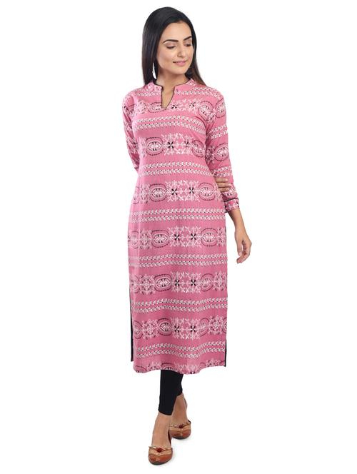 printed straight kurta with face mask - 17572659 - Very Small Image - 1