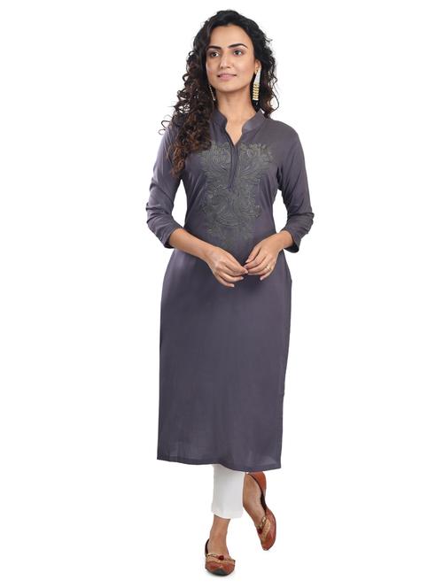 tonal embroidered straight kurta - 17572663 - Very Small Image - 1