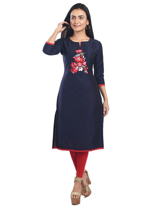 embroidered straight kurta - 17572666 - Very Small Image - 1