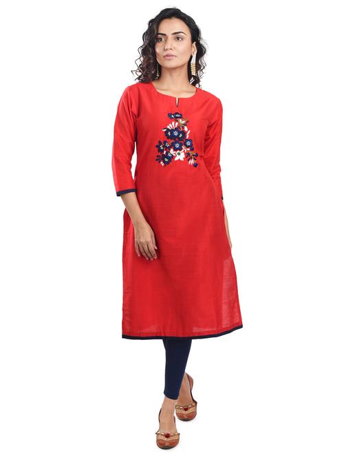 embroidered straight kurta - 17572667 - Very Small Image - 1
