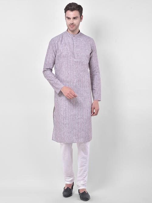 grey striped kurta pyjama set - 17572692 - Very Small Image - 1