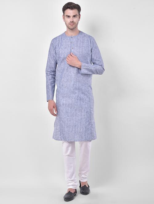 grey striped kurta pyjama set - 17572694 - Very Small Image - 1
