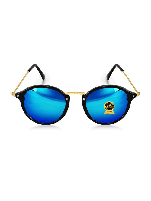 lorenz round shape blue reflector sunglasses for men & boys (lens-blue||frame-black) | sn-9 - 17572813 - Very Small Image - 1