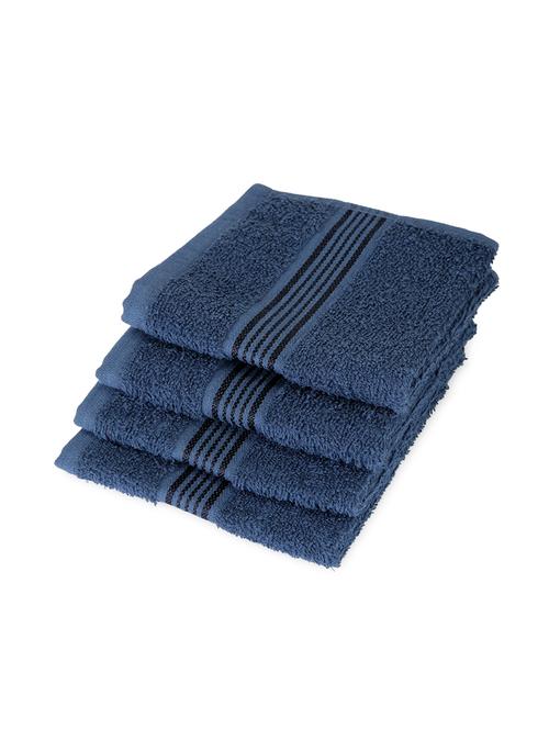 lorena 100% cotton super-soft terry towels -4pc face towel (d`ross) solid-navy blue - 17572924 - Very Small Image - 1