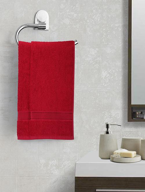 lorena 100% cotton super-soft terry towels -2pc hand towel (d`ross) solid-red - 17572931 - Very Small Image - 1