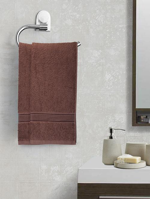 lorena 100% cotton super-soft terry towels -2pc hand towel (d`ross) solid-brown - 17572933 - Very Small Image - 1