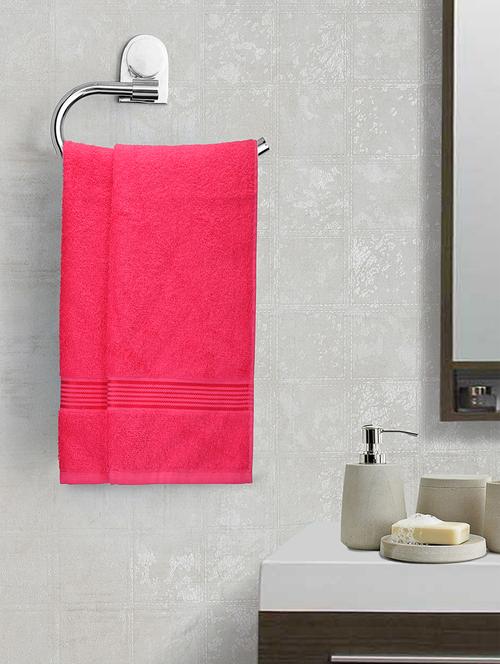 lorena 100% cotton super-soft terry towels -2pc hand towel (d`ross) solid-pink - 17572934 - Very Small Image - 1