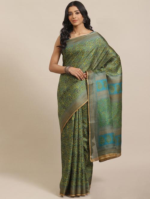 paisley printed saree with blouse - 17573061 - Very Small Image - 1