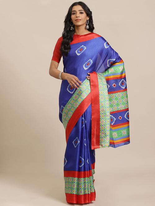 tie & dye printed saree with blouse - 17573066 - Very Small Image - 1
