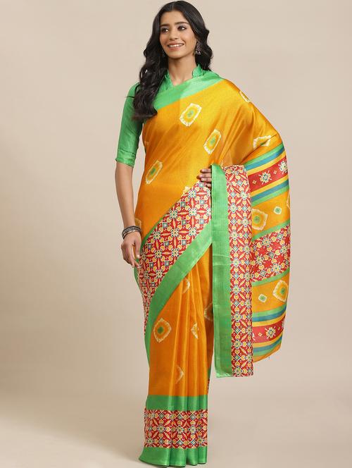 tie & dye printed saree with blouse - 17573067 - Very Small Image - 1