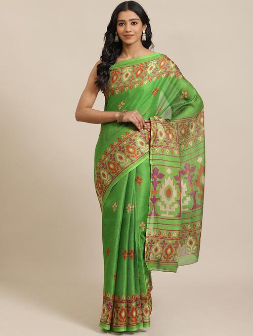 floral printed saree with blouse - 17573083 - Very Small Image - 1