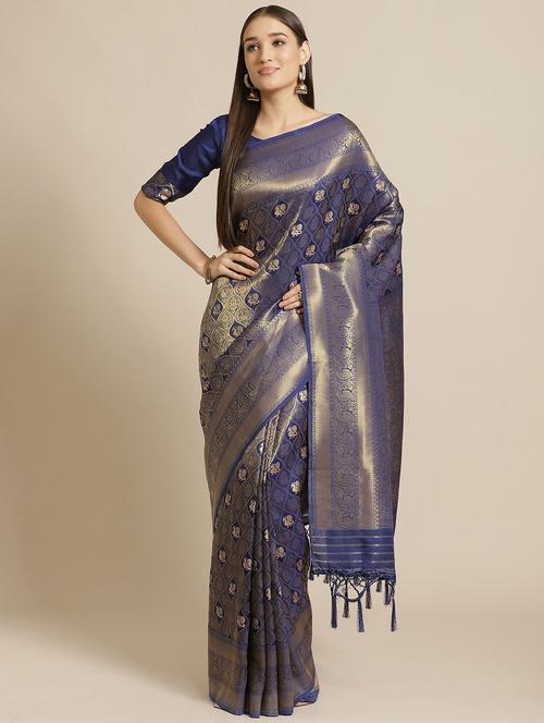 jacquard woven saree with blouse - 17573095 - Very Small Image - 1