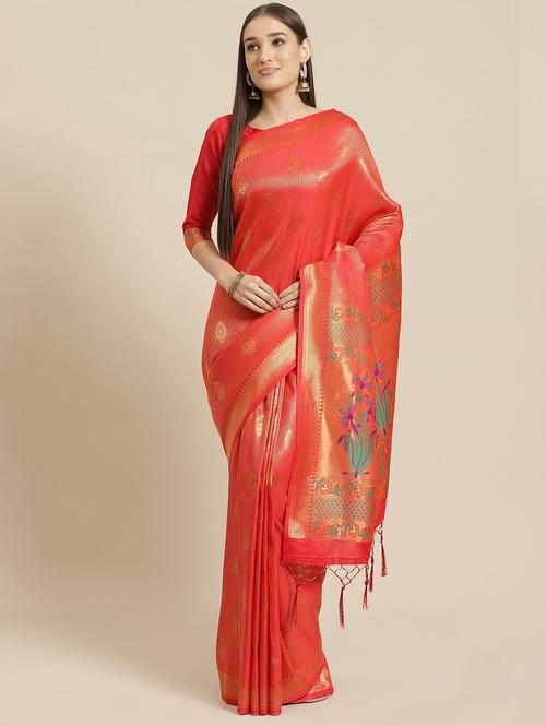 jacquard woven saree with blouse - 17573108 - Very Small Image - 1