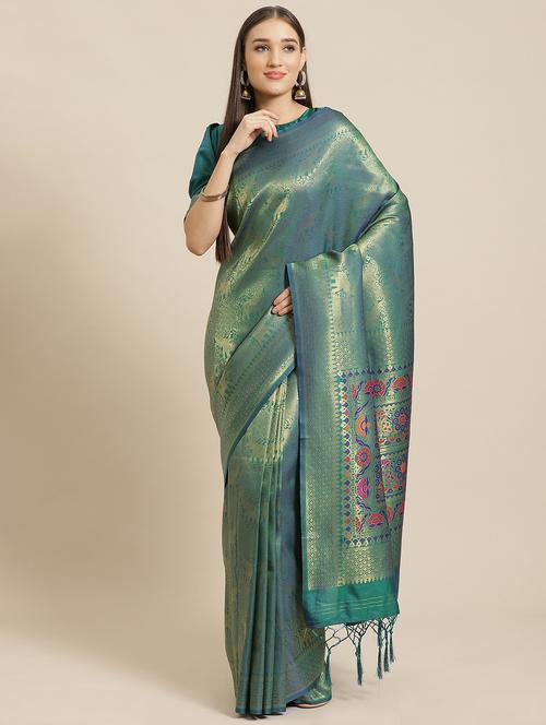 jacquard woven saree - 17573110 - Very Small Image - 1