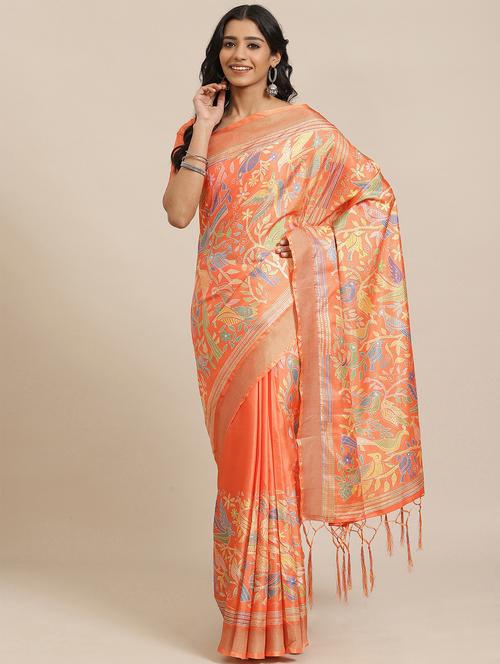 conversational printed saree with blouse - 17573123 - Very Small Image - 1