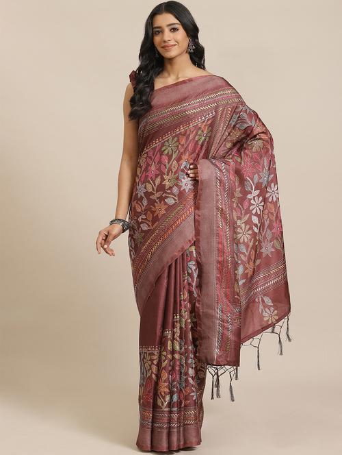 conversational printed saree with blouse - 17573124 - Very Small Image - 1