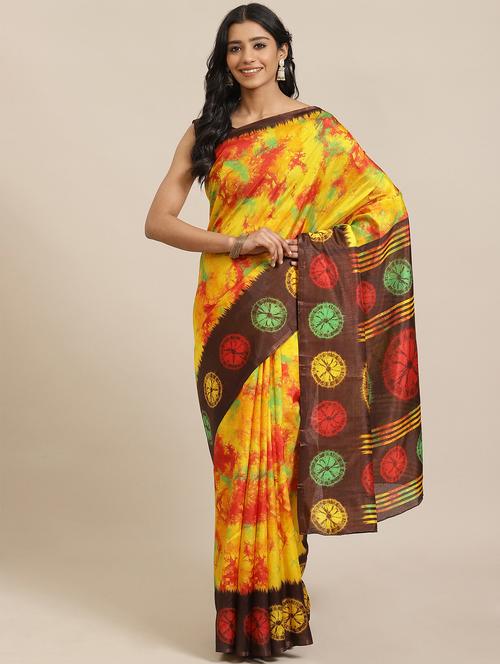 tie & dye printed saree with blouse - 17573159 - Very Small Image - 1