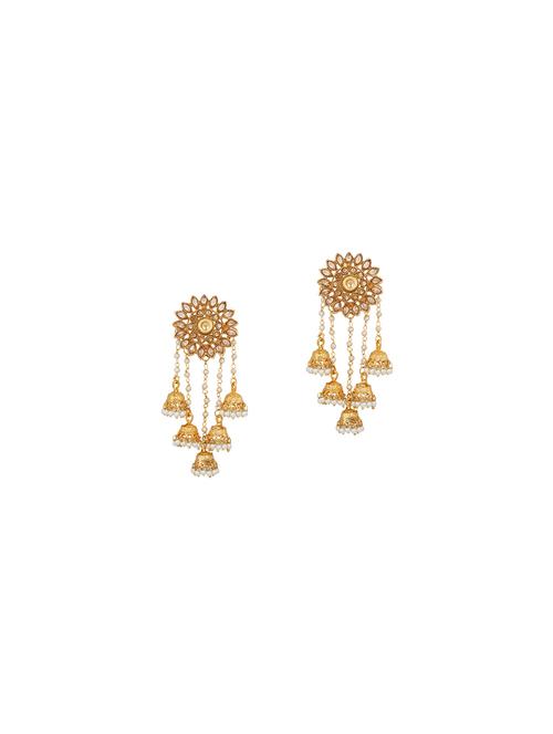 white metal jhumka earring - 17573622 - Very Small Image - 1